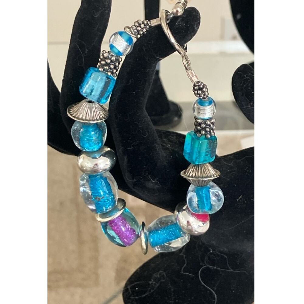 Venetian Murano Glass And Silver Beaded Bracelet